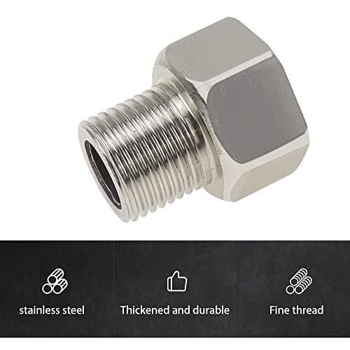 JPGhaha G3/4 inch to G1/2 inch Faucet Adaptor UK 2PCS Compression Adaptors Connectors Pipe Connection Reduction Fittings European Tap Adaptor with 4 Washers Stainless Steel Silver — view 6