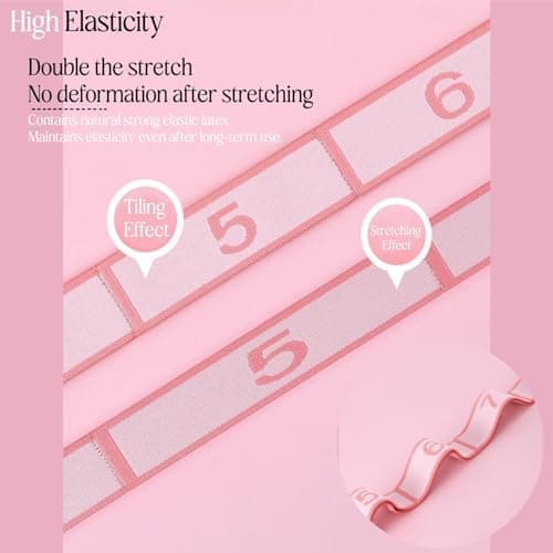 IEKEODI Elastic Yoga Stretching Strap with Loops for Pilates, Ballet, Physical Therapy, Flexibility, Leg Stretching, and Exercise - Durable Multi Loop Stretch Band for Dance and Fitness — view 4