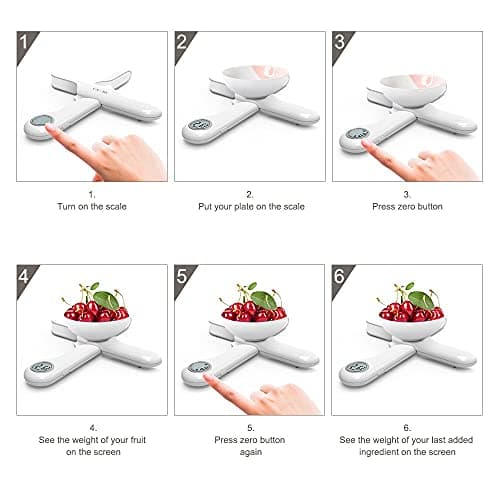 CAMRY Foldable Digital Kitchen Scale, White — view 4