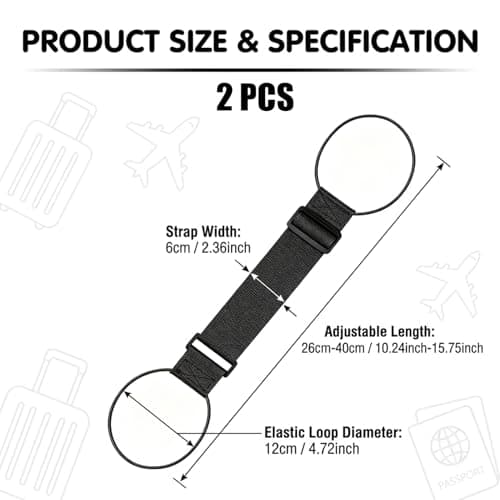 2 Pcs Luggage Straps for Suitcases,Adjustable Luggage Connector Elastic Straps,Add a Bag Suitcase Fastening Belt with Bungee,Black Nylon Strap Multi Accessories,for Bags Backpack Travel Case Attach Be — view 2