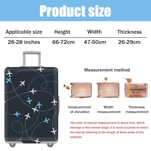 DAVBNM Luggage Cover, Travel Suitcase Covers with Zipper, Elastic Suitcase Protective Cover, Washable Dustproof Trolley Case Protector Fit 26-28 Inch (L) — view 2