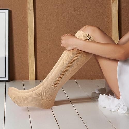 Asudaro Zip Compression Stockings, Cold Protection Thermal Socks Women'S Thermal Socks Winter Socks Hiking Socks Unisex Thermal Socks For Athletics, Running, Flight, Travel, 3 Pairs — view 3