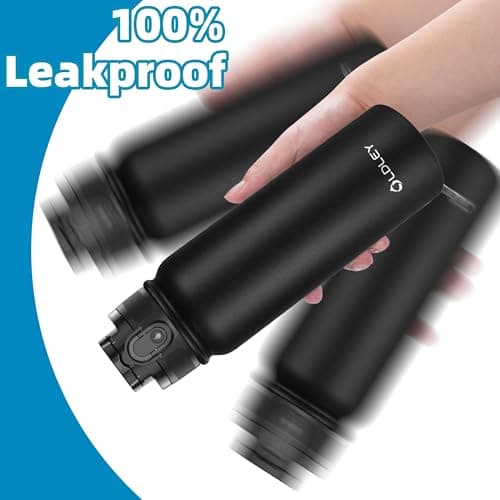 OLDLEY 600ml/20oz Stainless Steel Water Bottle Double Walled Vacuum Flask Keeps Drink Hot and Cold Leakproof BPA Free 600ML Metal Insulated Water Bottle for Sport School Work Outdoor Hiking (Black) — view 5