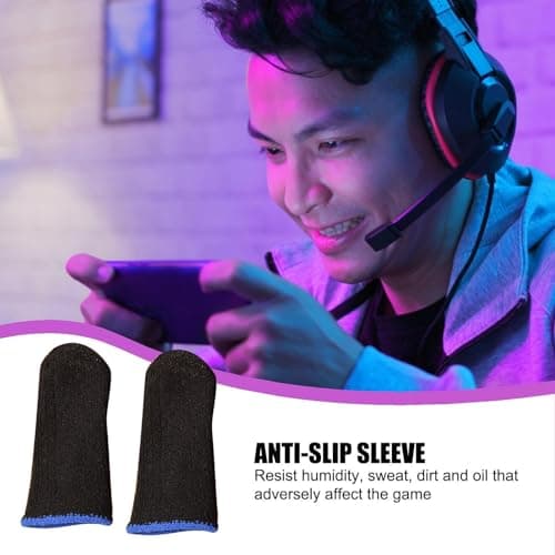 Compression Finger Sleeve - Video Game Finger Sleeves, Claw Socks Thumb Sleeves, 2 Carbon Fiber Thumb | Anti-sweat Cots | Stabilizer Support | Gloves For Mobile, FPS, Games, Electronics — view 5
