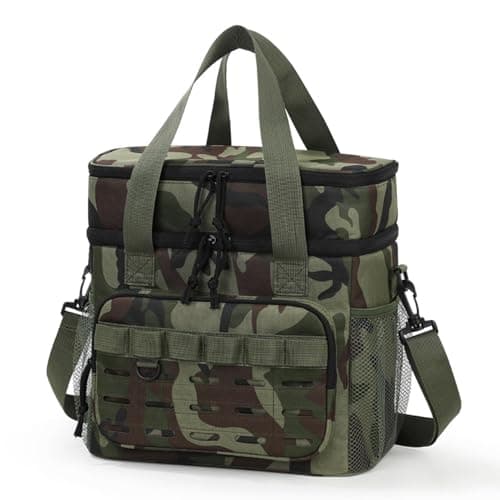 Portable Large Insulated Lunch Box, Heavy Duty Lunch Cooler Bag Double Durable Leakproof lunch Pail for Men Women Adults Work Shift Outdoor Picnic Beach Camping Road Trip(Jungle Camouflage)