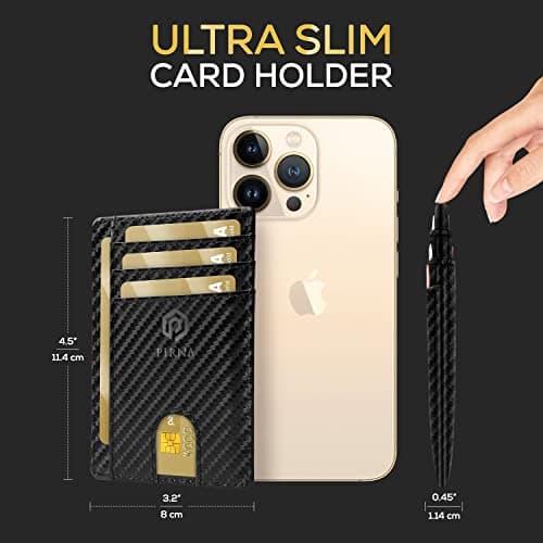 PIRNA Slim Wallet for Men | RFID Blocking Minimalist Credit Card Holder – Thin Card Wallet with Small Money Pocket & Gift Box for Men's in UK (Carbon Fiber Wallet) — view 5