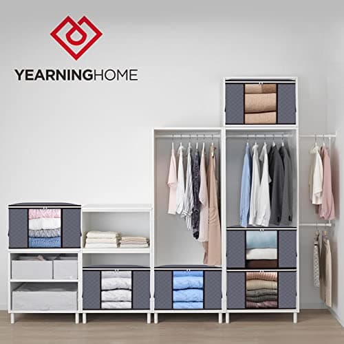 YearningHome 90L Storage Bags, 6Pack Large Capacity Clothes Storage Bags with Zips, Foldable Storage Bags with Reinforced Handle Breathable Thick Fabric for Comforters, Blankets, Bedding — view 5