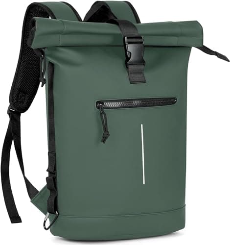 Lekeinchi 17-Inch Waterproof Laptop Backpack for Men and Women - Roll Top Design for School, Travel, Business, Work, and Camping(Green)