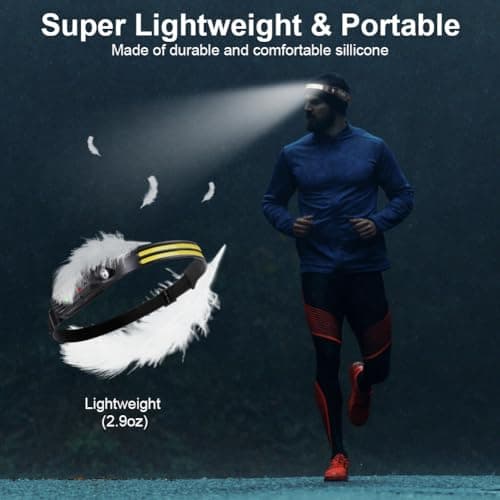 flintronic LED Headlamp USB Rechargeable,5 Modes 600 Lumens COB Headlight, IPX4 230°Wide-Angle Waterproof Lightweight Head Torch with Motion Sensor for Running, Hiking, Fishing Emergency 6 Hours — view 5