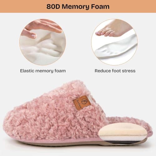 EverFoams Women's Fuzzy Slippers Memory Foam Warm Shoes Pink, 3-4 UK — view 4