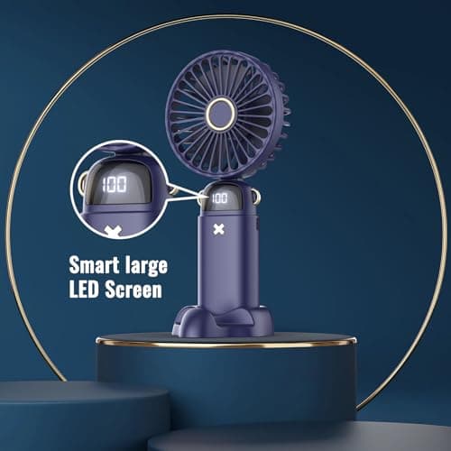 LapEasy Portable 3 in 1 Handheld/Neck/Desk Mini Fan, 5200mAh Battery Operated With LED Display, 5 Speed Personal for Travel, Makeup, Eyelash - Stylish for Kids, Girls, Women — view 4