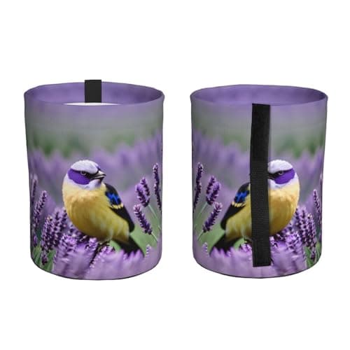MDATT Bird In Purple Lavender Floral Flowers Car Trash Can Leak-Proof Organizer For Long Road Trips And Family Vacations — view 2