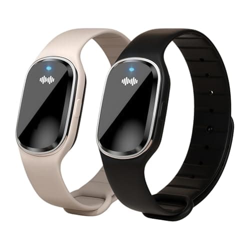 2PCS Ultrasonic Mosquito Repellent Bracelets, Electronic Mosquito Repellent Watch, Rechargeable Insect Repellent Bracelet with 360-Degree Protection, Safe Material & Fashion Design (Off-White+Black)