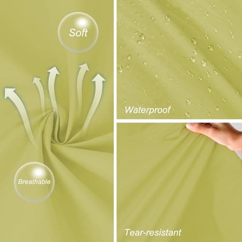 SOPPY Women's Long Waterproof Raincoat, Lightweight Hooded Rain Jacket, Cream Yellow, XXL — view 6
