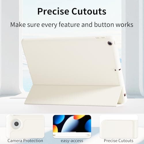 KVTVOU Case for iPad 9th/8th/7th Gen 2021/2020/2019, Cream White — view 6