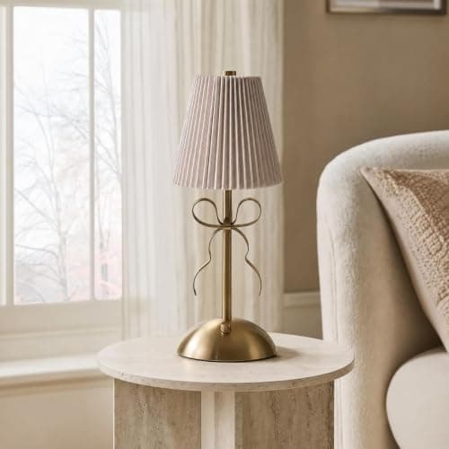 OHS Bow Rechargeable Cordless Lamp Battery Operated USB Table Lamp, Gold — view 2