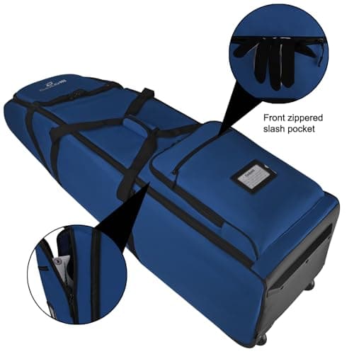 Heavy Duty Oxford Wear-Resistant Soft-Sided Golf Club Flight Bag with Wheels,Blue — view 5