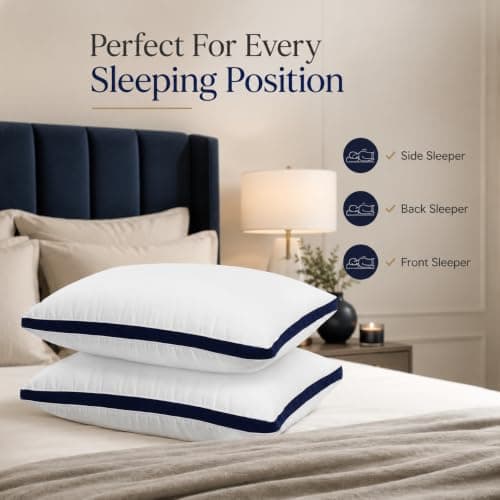 NightNest Pillows 6 Pack Hotel Quality Side Sleeper Bounce Back Bed Pillow - White Pillows 6 Pack Neck Pillow Shoulder Back Support Super Soft Firm Hypoallergenic Machine Washable (6, White) — view 4
