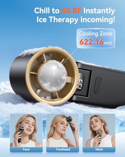 Portable Handheld Turbo Fan with Ice Cooler, 199 Speed Personal Fan,5500mAh Rechargeable,20H Cooling Time,20000 RPM Powerful Silent Motor, Summer Essential for Travel/Outdoor/Office,Black Gold — view 3
