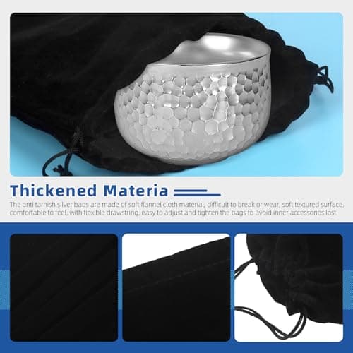 Glarks 4pcs 11.8 x 15.7in Black Anti Tarnish Storage Bags s Large Jewellery Pouches Silver Storage Bags Fabric Cloth Pouche for Jewelry Silverware Protection Flatware Candy Wedding Favor — view 4
