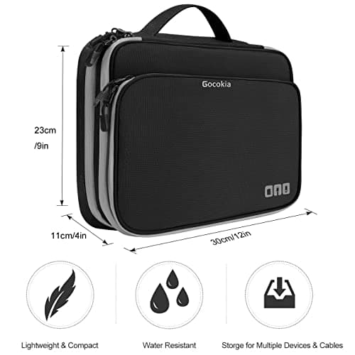Gocokia Travel Cable Organizer Bag, 3 Layer X-Large Capacity Electronics Accessories Cord Storage Case Bag for Cables, SD Card,Chargers, Power Bank, Cellphone,Tablet(10.2")-Black — view 5