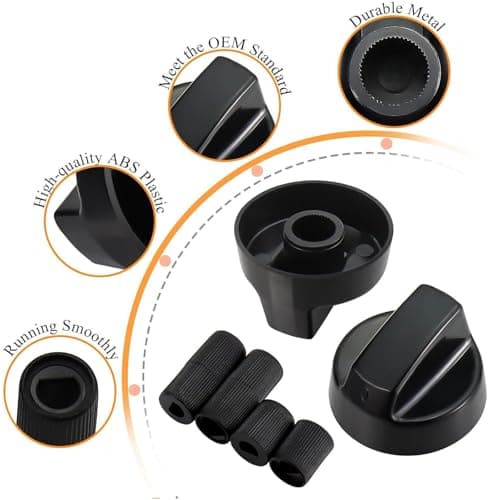 Cretvestsar Universal Cooker Knobs, 8 Pack Black Stove Control Knob Replacement with 24 Adapters, Compatible with Gas Hob, Electric Oven, Cooktop, Stove, Heat Resistant Plastic, 40mm 42mm — view 3