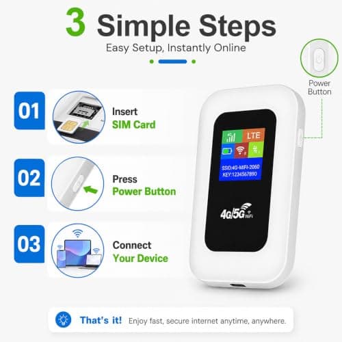4G Portable WiFi Router, SGZIOO 3000mAh Mobile WiFi Travel Router, Mobile Hotspot with 4G or 5G SIM Card Slot, 150Mbps High Speed Pocket WiFi Hotspot for Car and Home with 10 Users Sharing — view 5