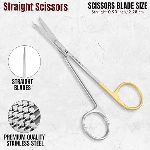 Premium Quality Suture Stitch Scissors with Crescent Delicate Hook- Perfect for Suture Removal, First Aid, EMS Training Professionl Students and More- Stainless Steel (11cm, Straight) — view 3