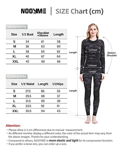 NOOYME Women's Ski Thermal Base Layer Underlayer Top & Leggings Set Camo — view 6