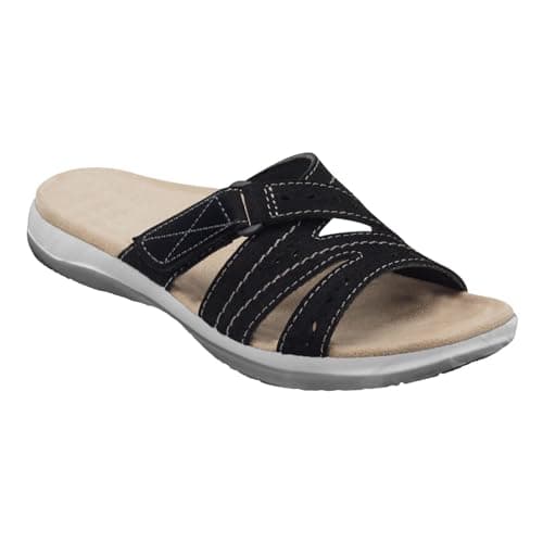 Ladies Flat Sandals Wide Fit Slip On Slide Sandal Open Toe Comfortable Breathable Classic Casual Lightweight Beach Sandals Summer Pool — view 2