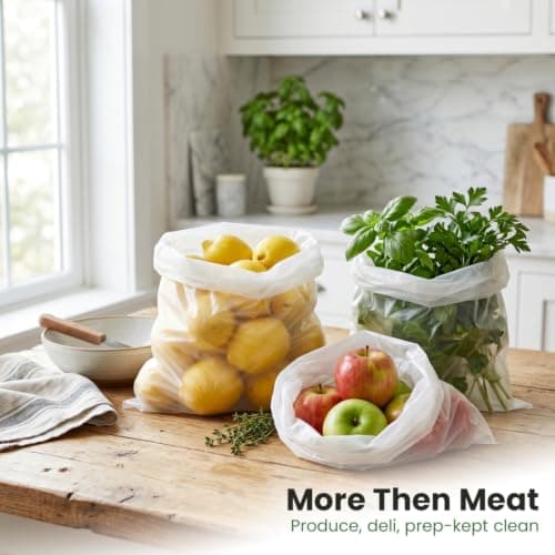 Venuscello® 1000 x Hi-Thene White HDPE Counter Polythene Butcher Bags 8 x 10 Inch Food Grade for Meat Fruit Vegetables Freezer Storage — view 3