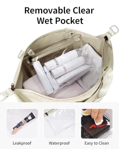 ECOHUB for Ryanair Cabin Bags 40x30x20, Expandable Underseat Hand Luggage Bag, Foldable Carry On Bag with Removable Wet Pocket, Water-Resistant Overnight Hospital Weekend Bag for Women (Beige) — view 6