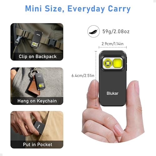 Blukar LED Torch Rechargeable, 800L Super Bright EDC Mini Clip on Torch — view 3