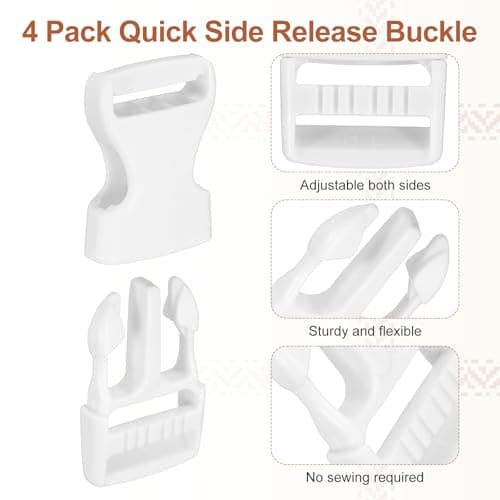 PATIKIL 4 Pcs 1" Quick Side Release Buckle Plastic Buckle Clip White — view 3