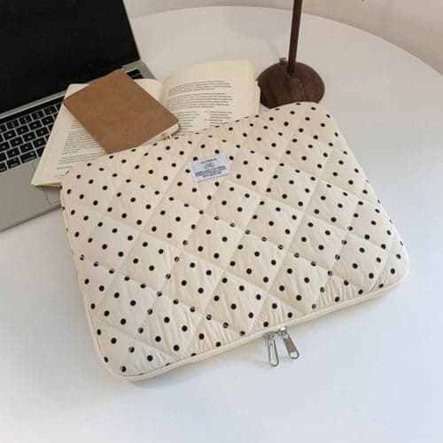 Puffy Laptop Sleeve 13 Inch Cute Polka Dot Laptop Case Soft Quilted Computer Sleeve Protective Cover for MacBook, iPad, Notebook, Chromebook — view 5