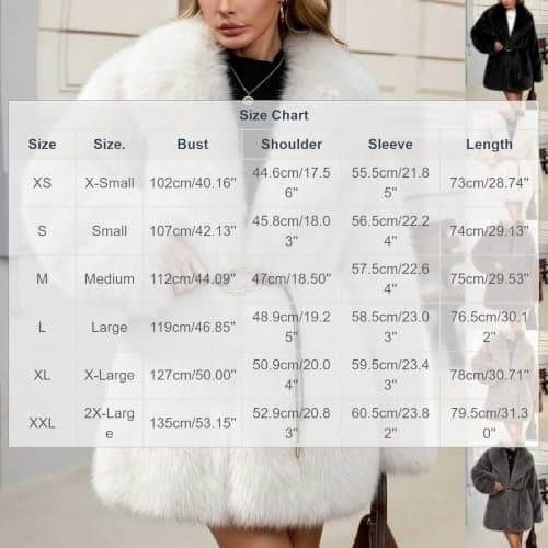 Brown Womens Faux Fur Coat Lapel Belted Warm Winter Jacket with Pockets XXL — view 4