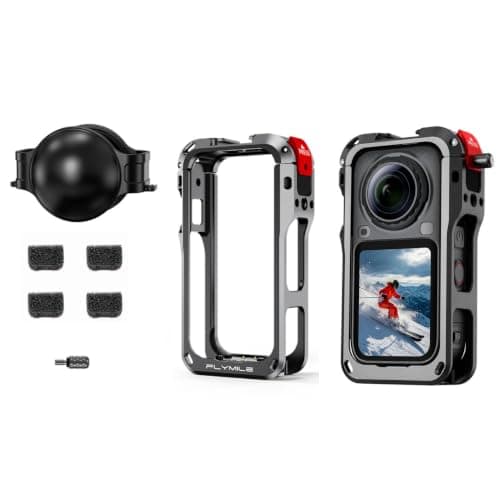 Metal Rabbit Cage Protective Case for Insta360 X6, Aluminum Alloy Frame Cage Expansion Housing Shell with Lens Cover and Mic Wind Muff for Insta 360 X6 Action Camera Accessories