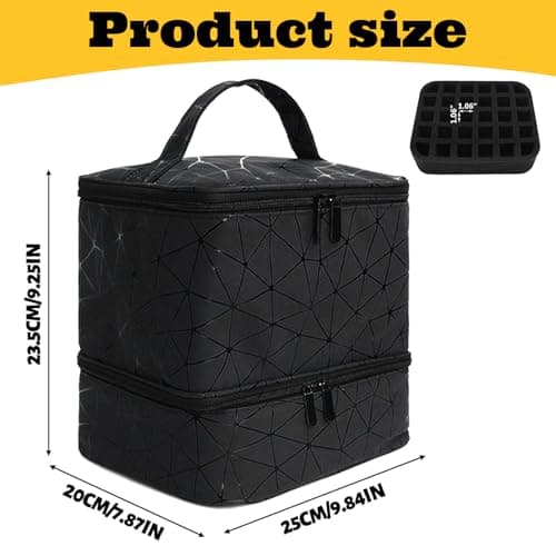 Dexpally Nail Polish Storage Nail Case Double Layer Portable Nail Polish Organiser Nail Polish Bag for 30 Bottles (Black 2) — view 2