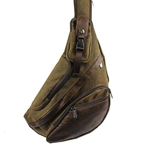 Xieben Canvas Sling Bag Backpack Crossbody Shoulder Chest Pack for Men Women Travel Business Laptop Cycling Hiking Camping Rucksack Daypack Vintage — view 3