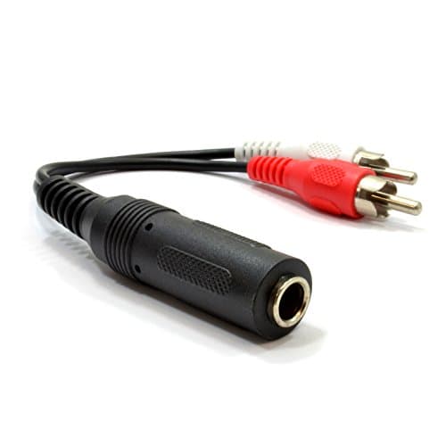 kenable 6.35mm Jack Socket to Twin RCA Phono Plugs Adapter Cable 10cm