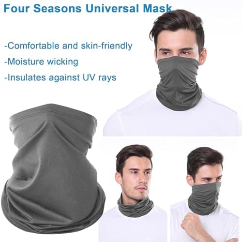 KEYRI 3 Pack Bandana Neck Warmer Ski Snood for Men & Women Multifunctional Headwear Face Mask Elastic Neck Gaiters Windproof Headband Snood UV Resistence for Sports Cycling Hiking (2Black+1Grey) — view 6