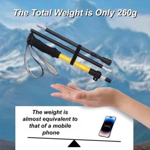 Telescopic Trekking Poles,Aluminum Walking Sticks,Travel Poles for Mountaining Camping,Lightweight Hiking Cane with Adjustable Lock & Non Slip Handle (yellow,short style(110-115cm)) — view 3