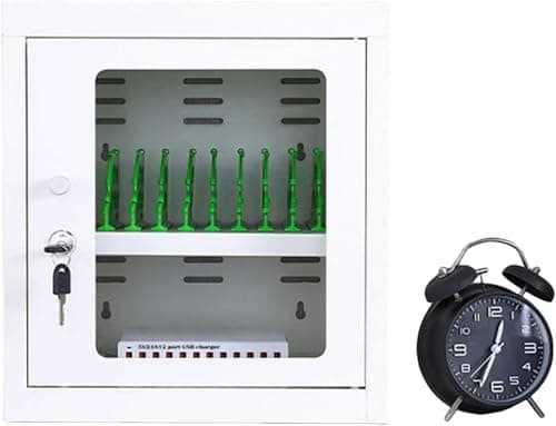 JKJZSALJ 12 Slots Smartphone Charging Cabinet,With Multi-Port Charger,4 Universal Wheel And Tempered Glass Cabinet Door,5V 2A Efficient Charging