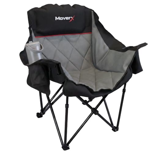 MoverX Oversized Camping Chair, Adult Padded Folding Outdoor Chair, 120kg