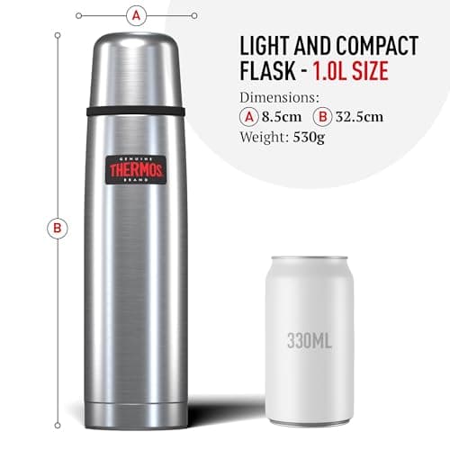 Thermos Light & Compact Stainless Steel Drink Flask 1L 14h Hot | 24h Cold — view 4