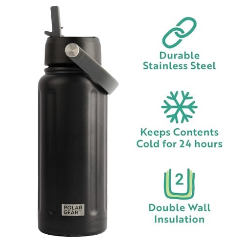 Polar Gear 740ml Insulated Water Bottle with Straw Double Wall - Black — view 5