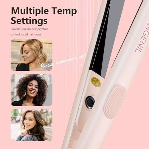 ANGENIL Ultra Mini Titanium Ceramic Flat Iron for Short Hair, Mini Dual Voltage Hair Straightener 1.8 cm, Small Pink Flat Irons Anti-Scald Silicone Heat Resistant, Adjustable Temp (140℃- 160℃ -190℃) — view 5