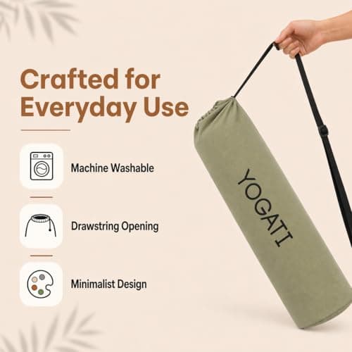YOGATI® Yoga Mat Bag | Large Synthetic Cotton Yoga Mat Bags for Women and Men with Adjustable Strap | Perfect for Pilates and Exercise Mats | 19x80 cm Yoga and Pilates Mat Bag. Green — view 4