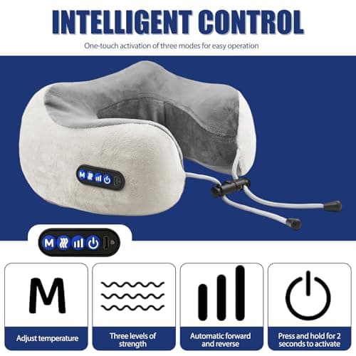 Neck Massager, Newly Upgraded Rechargeable U-Shaped Shoulder and Neck Relaxer with Drawstring Bag, 3D Deep Tissue Kneading, 3 Levels of Intensity and 3 Modes, Massage Cushion for Travel,Office,Drving — view 4