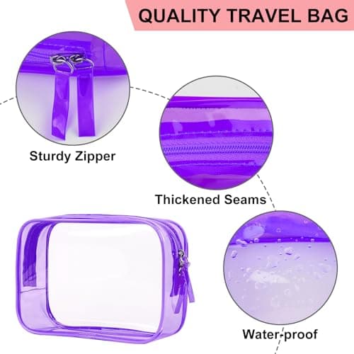 PLULON TSA Approved Toiletry Bag, 6 Pack Clear Toiletry Makeup Bag Cosmetic Bags Waterproof Quart Size Travel Bag for Women Men Carry on Airport Airline Bag - Mixed Color — view 3